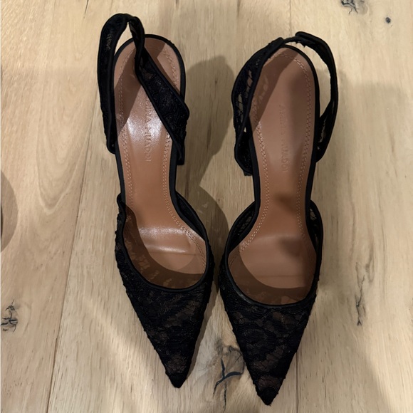Amina Muaddi satin and lace heel - Picture 3 of 5